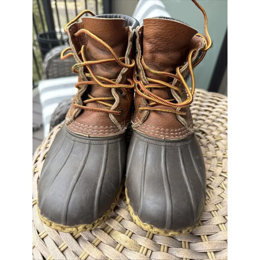 Bean Boots LL Bean Waterproof Duck Boots Womens Size 8 Made in USA Brown DM